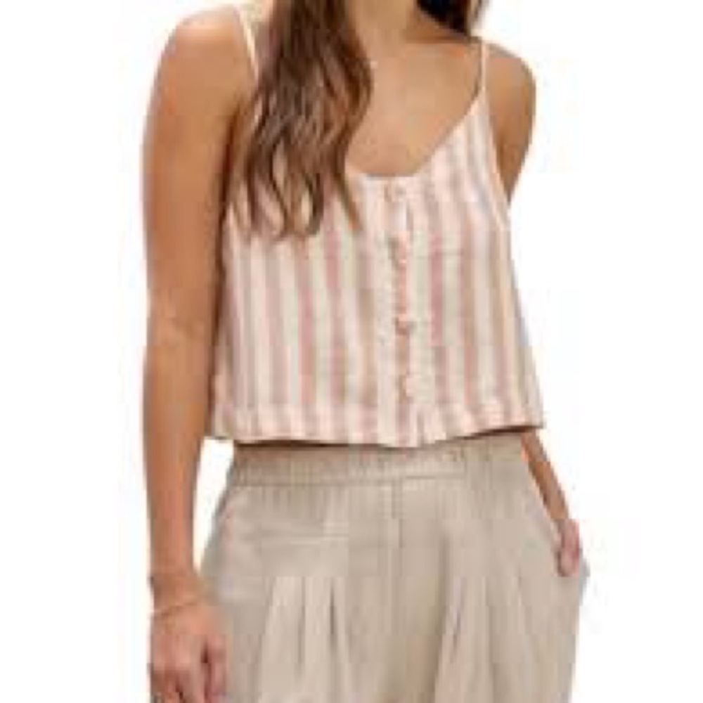 Weekend Los Angeles size medium NWT striped linen crop button down